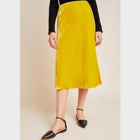 NWT Anthropologie Kelly Velvet Midi Skirt - Picture 3 of 6